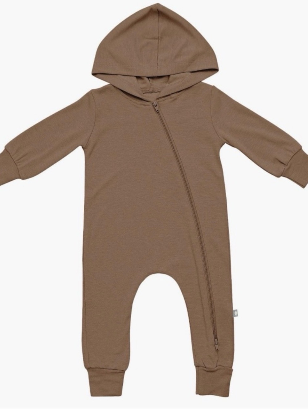 Kyte BABY Hooded Zip One-Piece Romper in Coffee